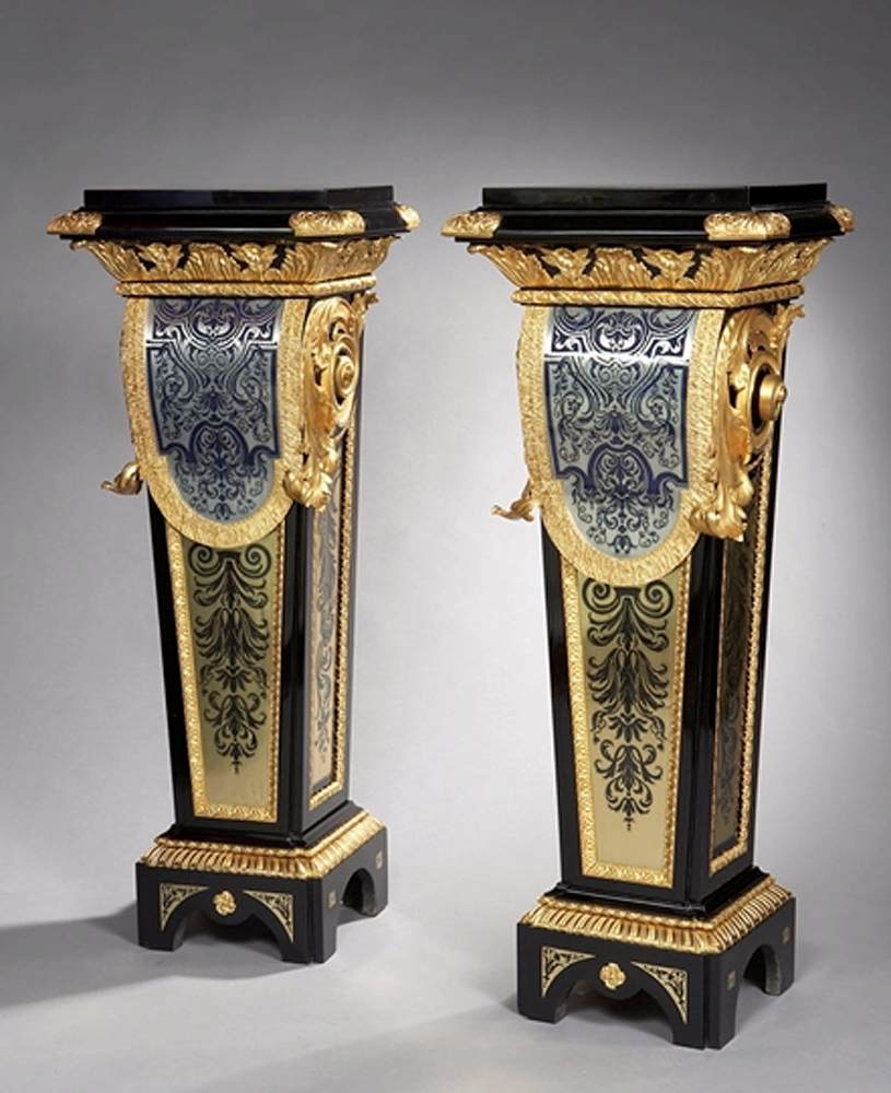 Set of Two Louis XIV Style Boulle Marquetry Pedestals by