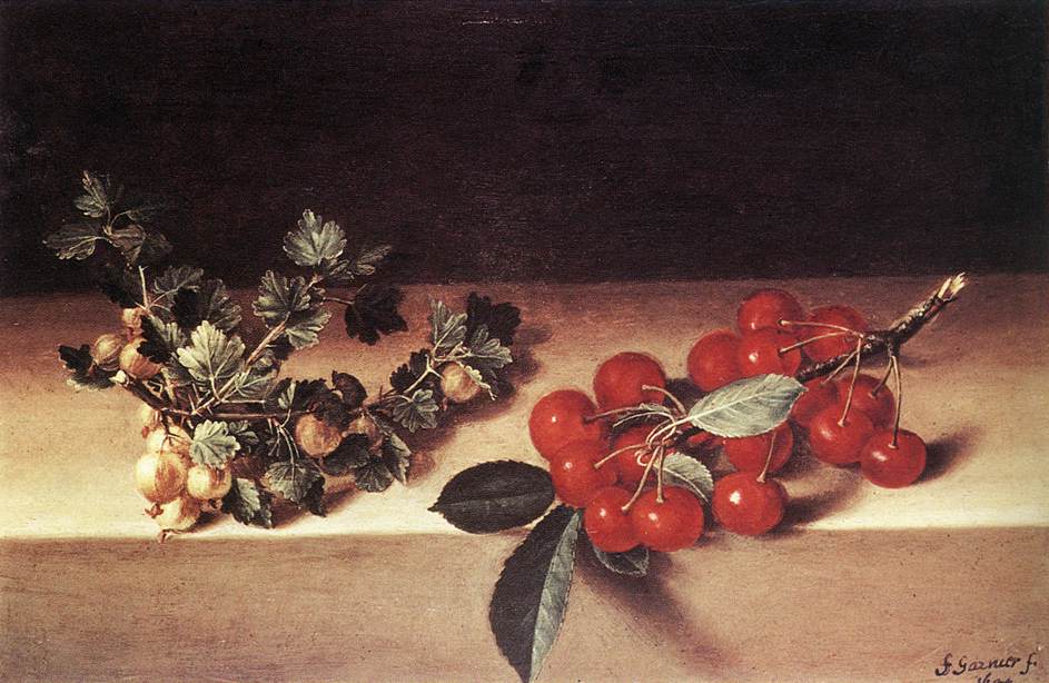 Cherries and Gooseberries on a Table by GARNIER, François