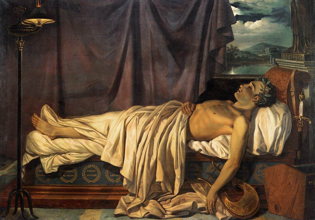 Lord Byron on his Death-bed by ODEVAERE, Joseph-Denis