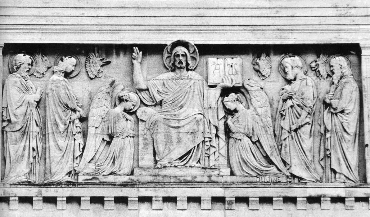 Christ between Two Angels and the Four Evangelists by OUDINÉ, Eugène André