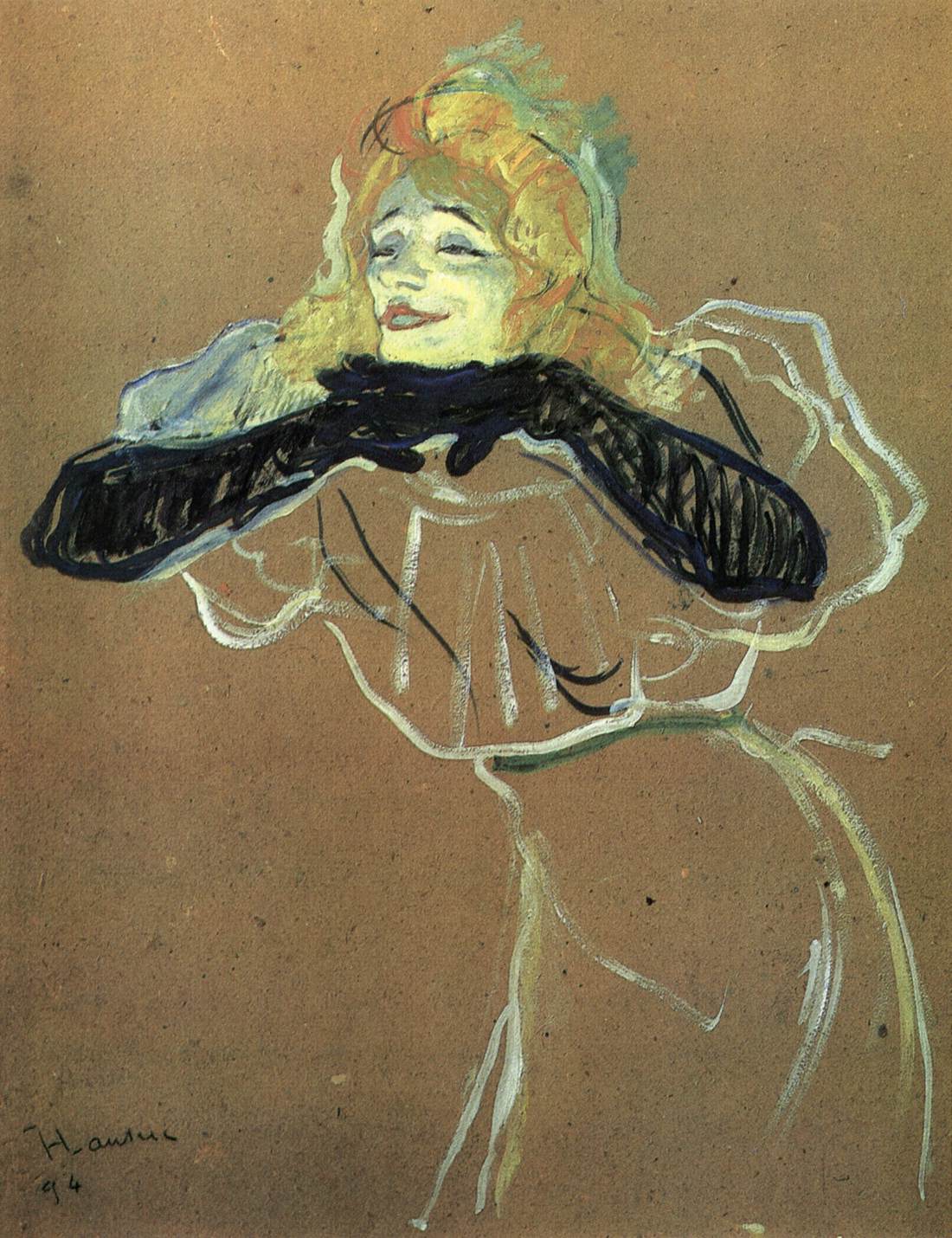 "Yvette Guilbert Singing "Linger, Longer, Loo" by TOULOUSE-LAUTREC, Henri de