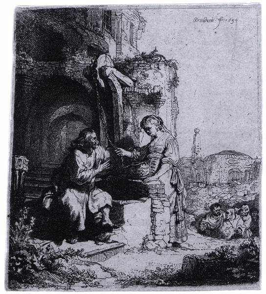 Christ and the Woman of Samaria by REMBRANDT Harmenszoon van Rijn