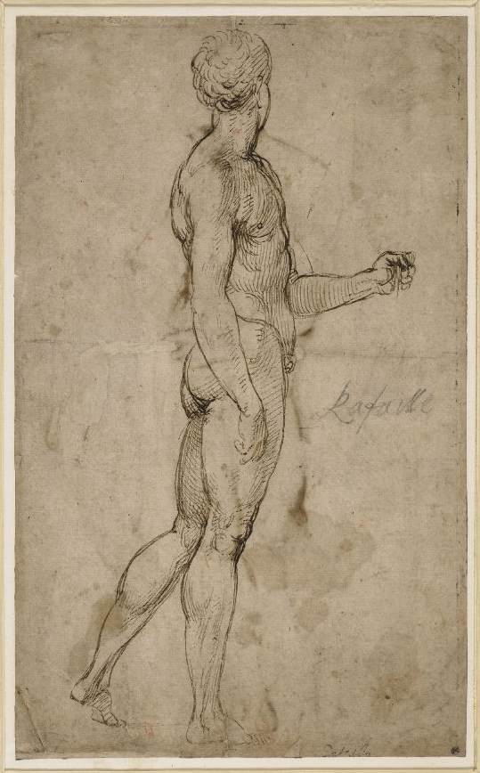 A nude man advancing to the right (verso) by