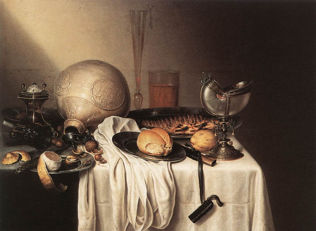 Still-Life with a Bearded Man Crock and a Nautilus Shell Cup by BOELEMA DE STOMME, Maerten