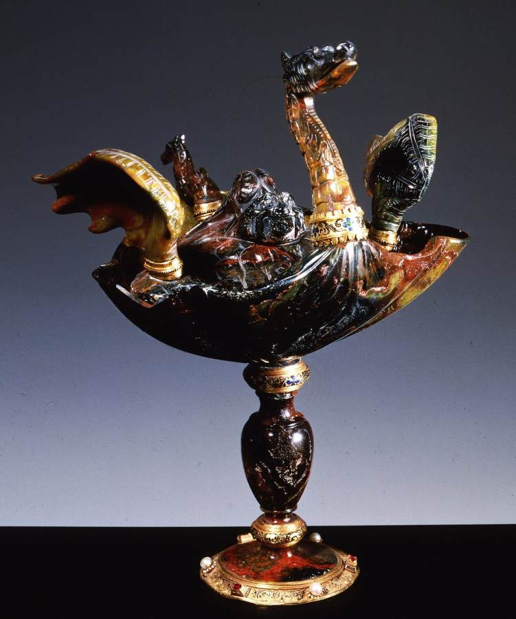 Vase with dragon-shaped lid by SARACCHI brothers