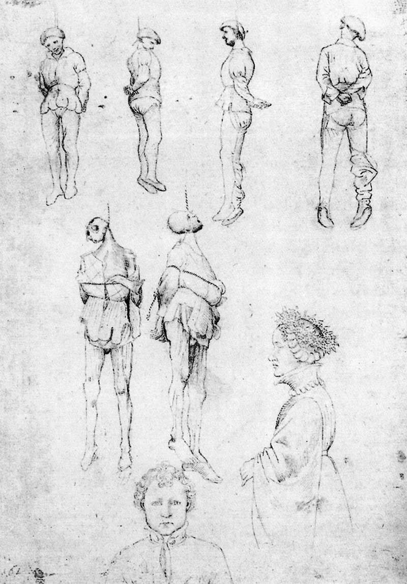 Hanged Men and Two Portraits by PISANELLO