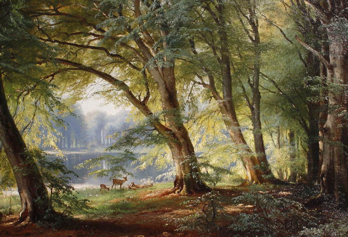 Deer beside a Lake by AAGAARD, Carl Frederik