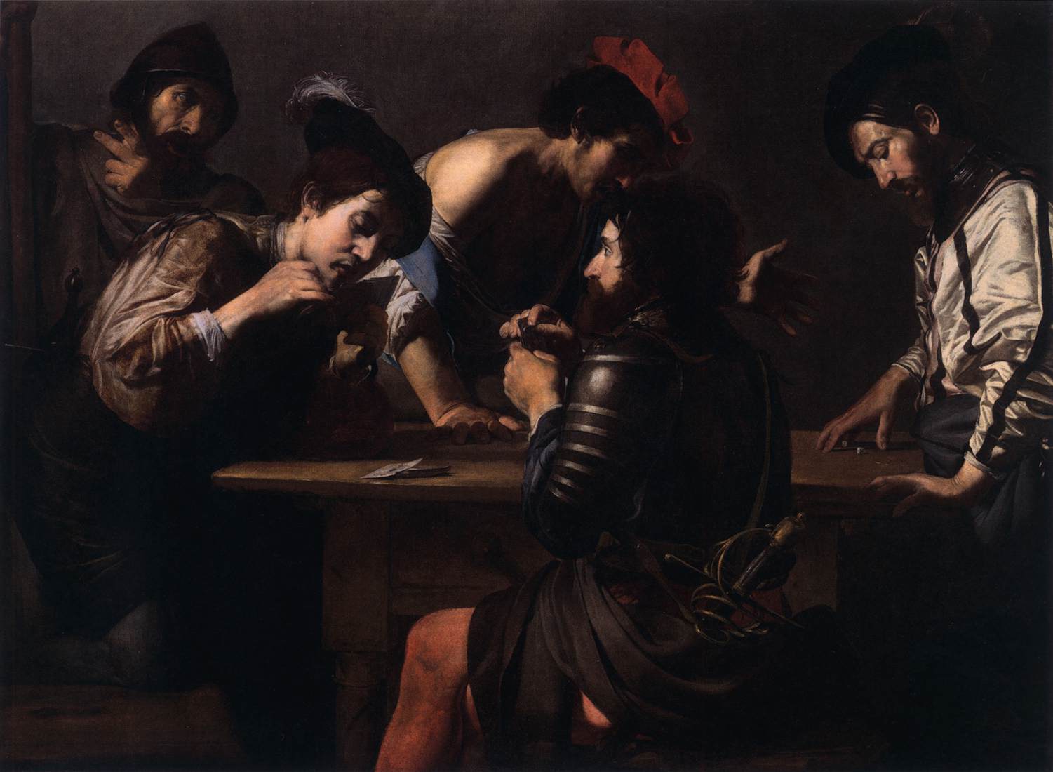 Soldiers Playing Cards and Dice (The Cheats) by VALENTIN DE BOULOGNE