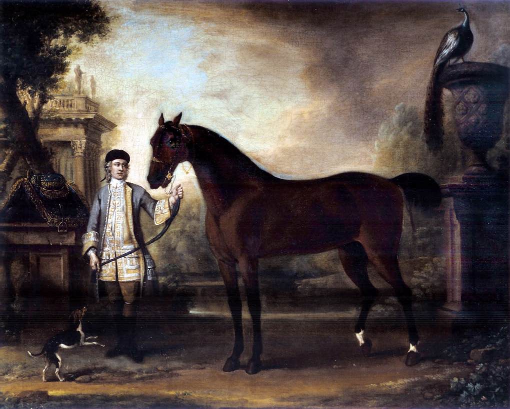 A Bay Hunter Held by a Liveried Groom by