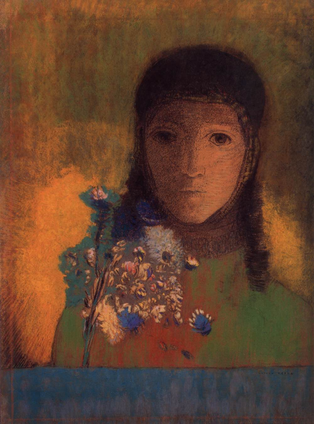 Woman with Wild Flowers by REDON, Odilon