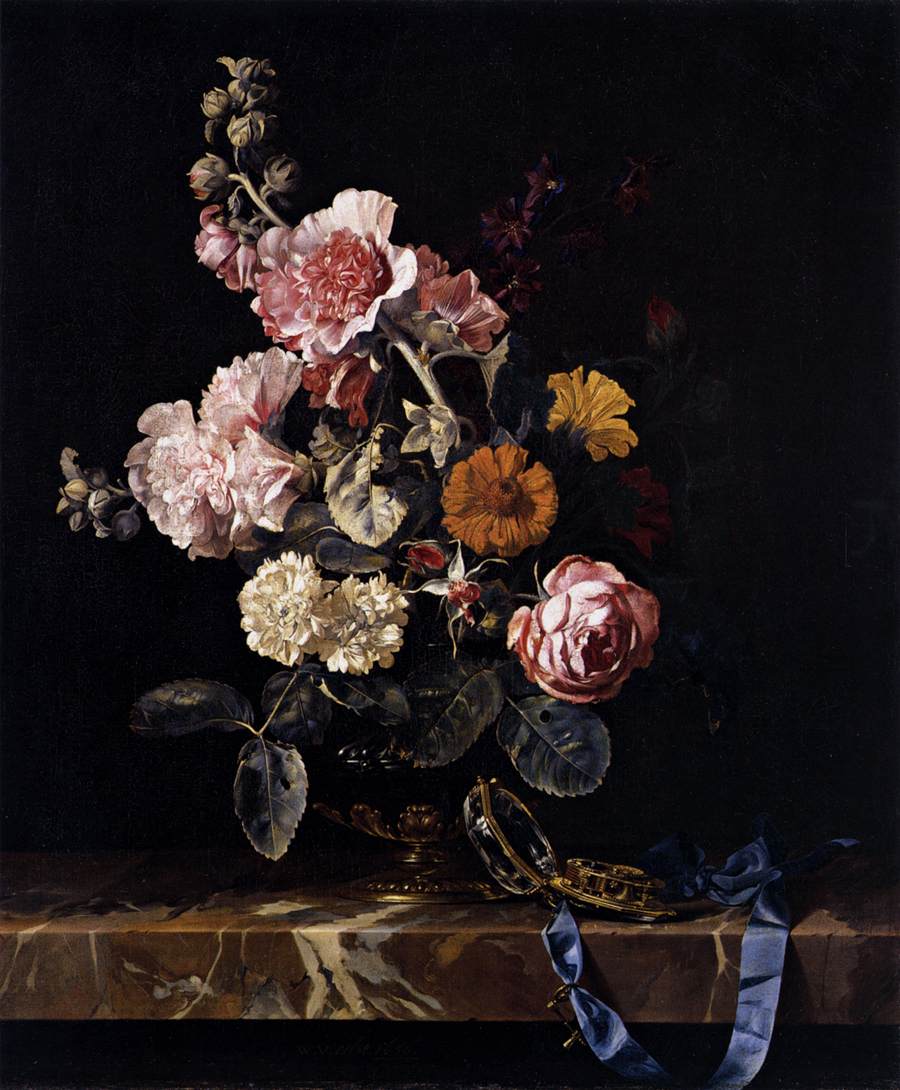 Vase of Flowers with Pocket Watch by