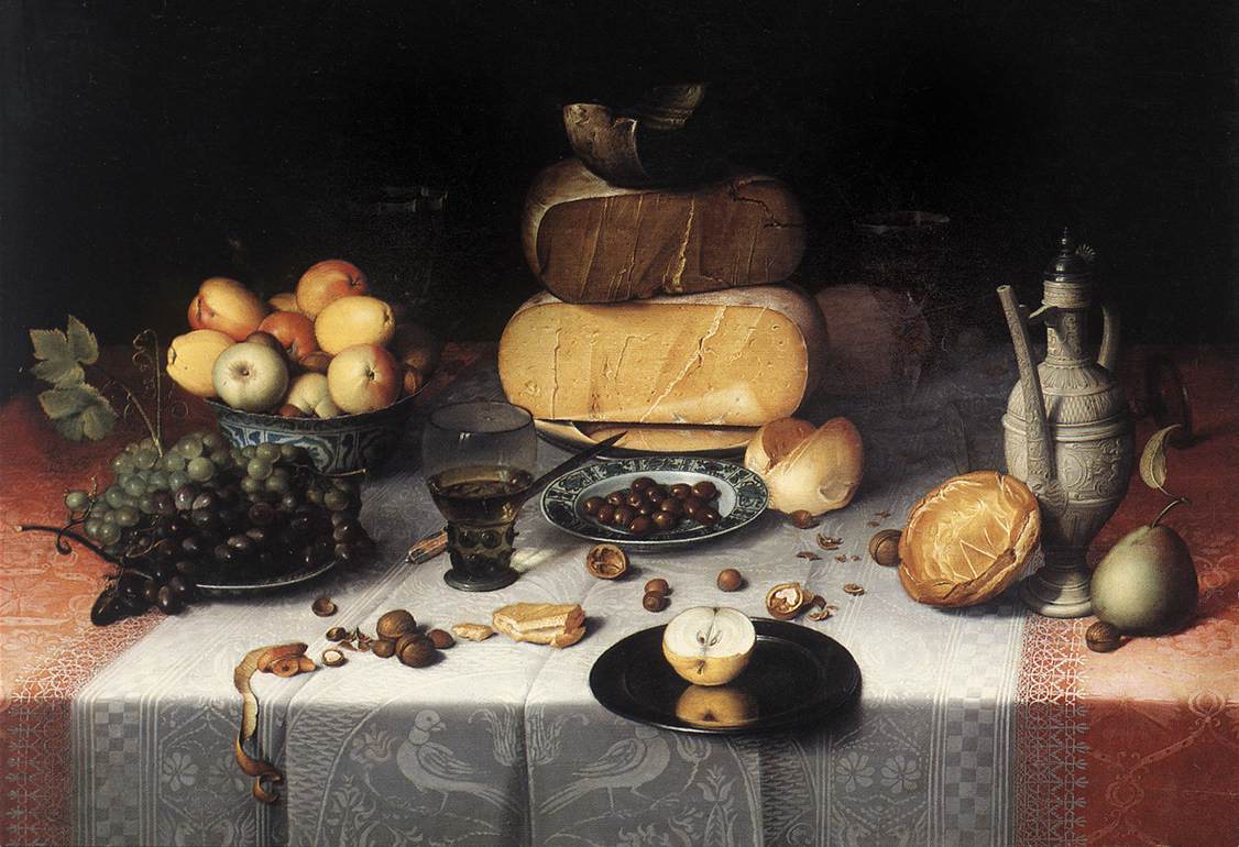 Laid Table with Cheeses and Fruit by DIJCK, Floris Claesz van