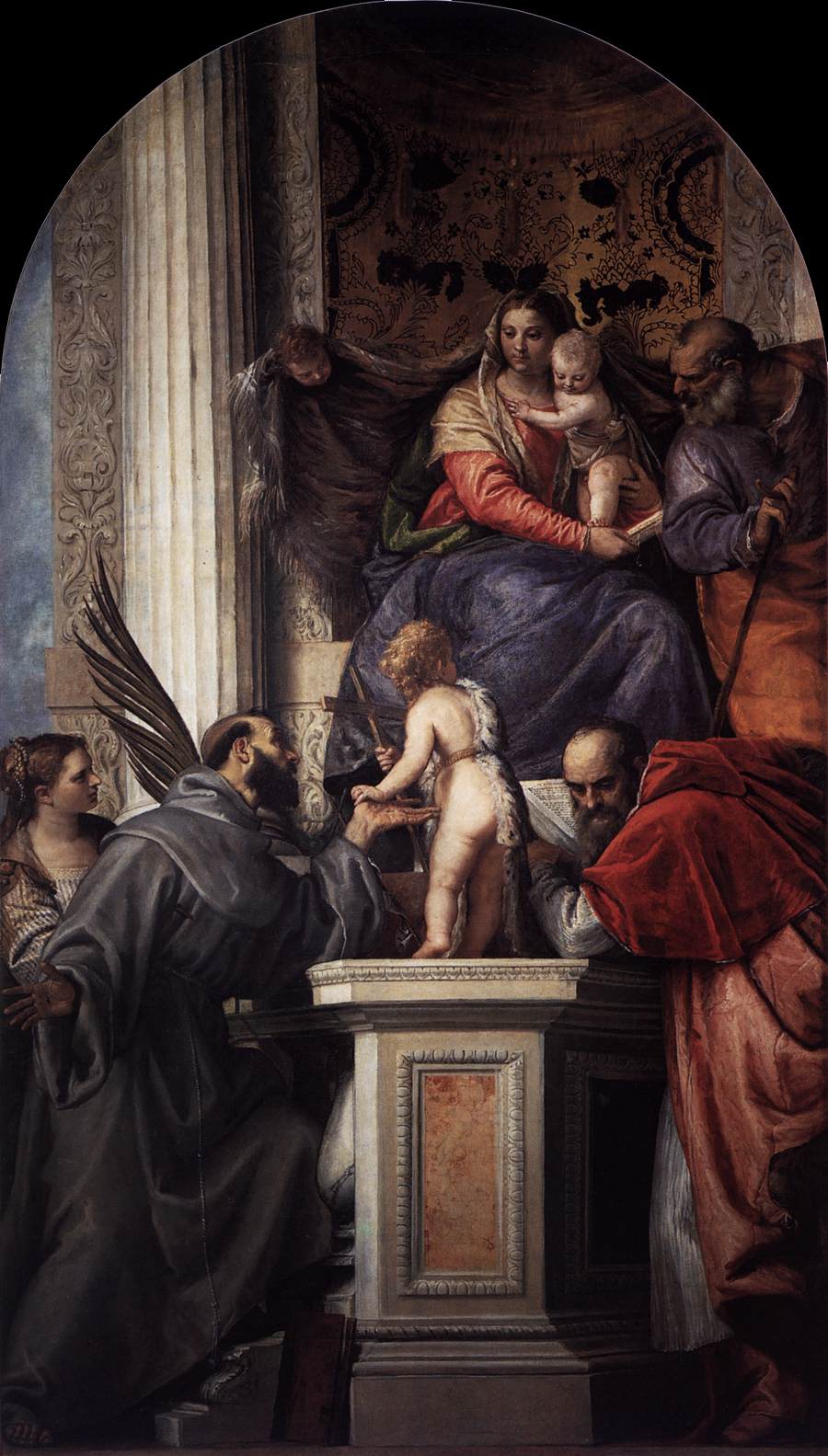 Enthroned Madonna and Child, with the Infant St John the Baptist and Saints by