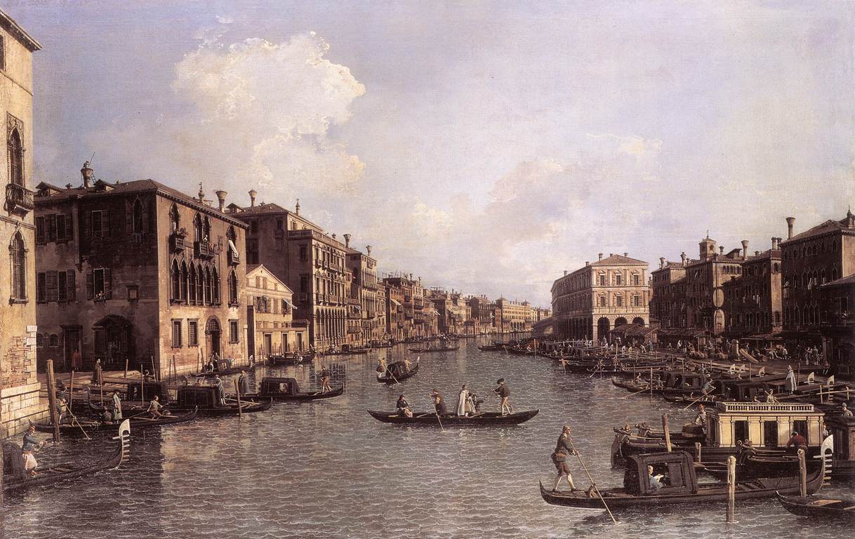 Grand Canal: Looking South-East from the Campo Santa Sophia to the Rialto Bridge by