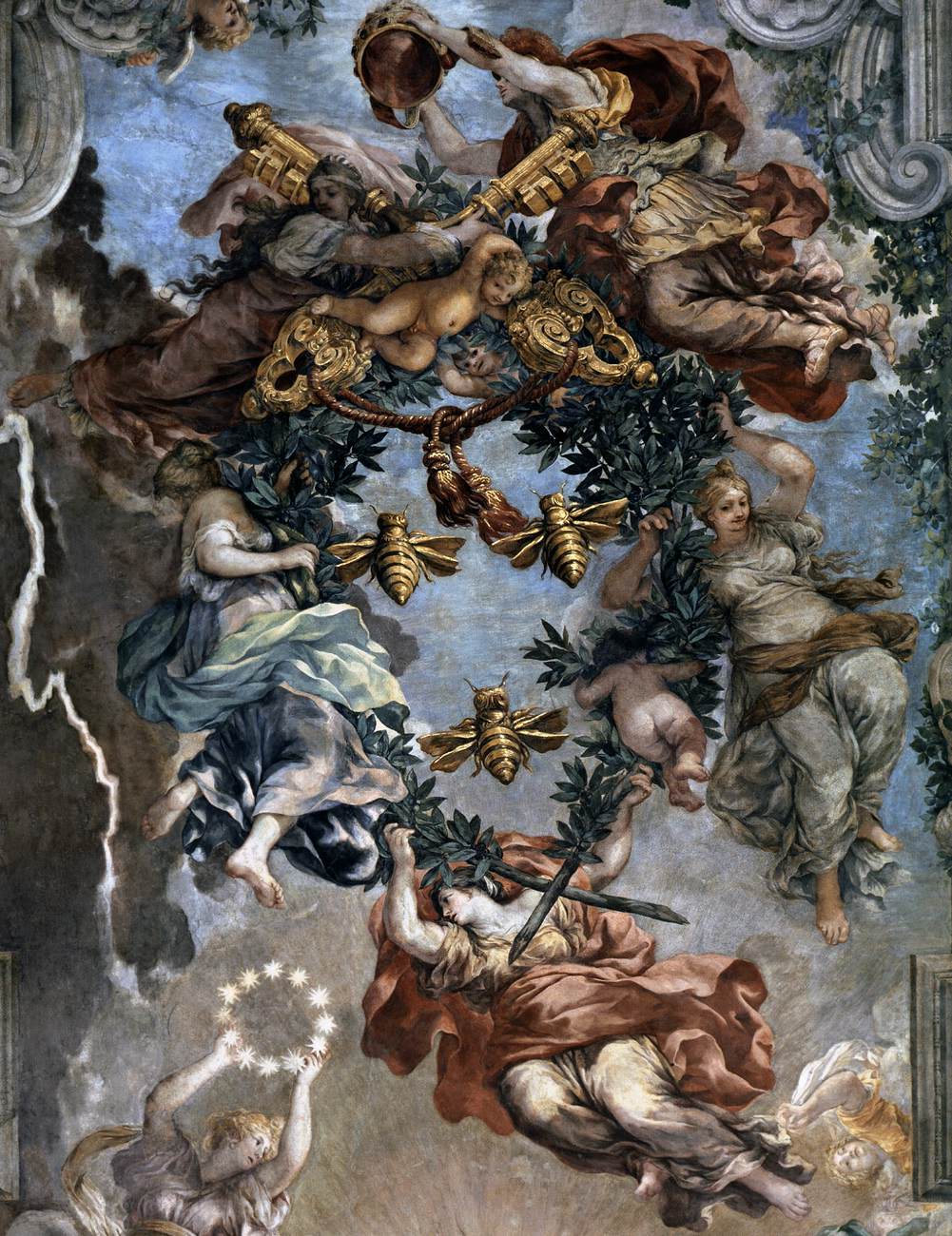 Ceiling vault in the Salone (detail) by CORTONA, Pietro da