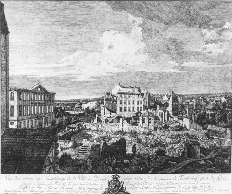 Dresden, the Ruins of the Pirnaische Vorstadt by