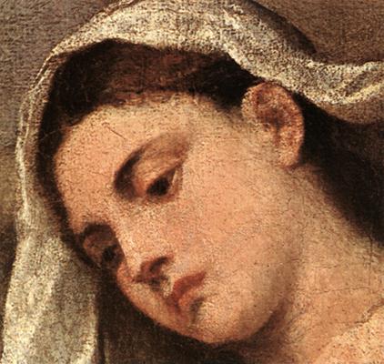 Madonna with Saints and Members of the Pesaro Family (detail) by TIZIANO Vecellio