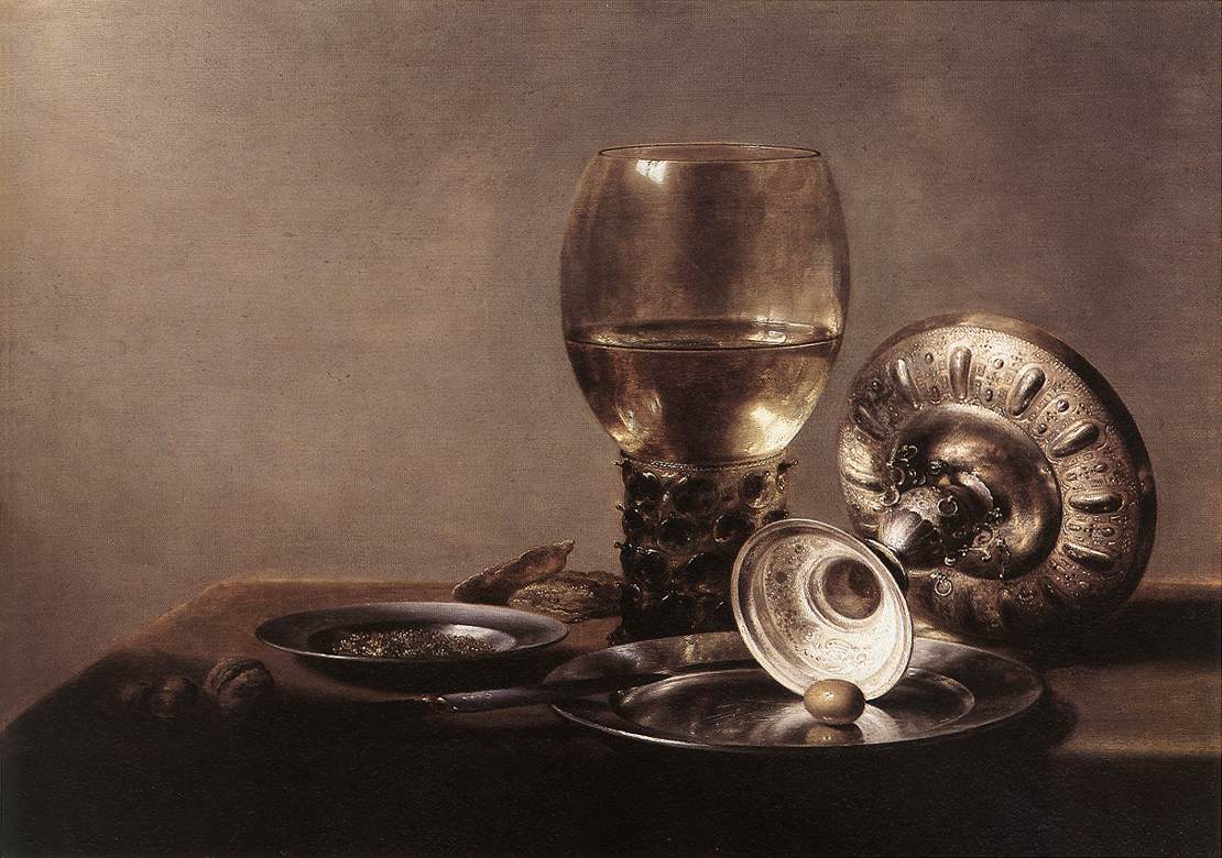 Still-life with Wine Glass and Silver Bowl by