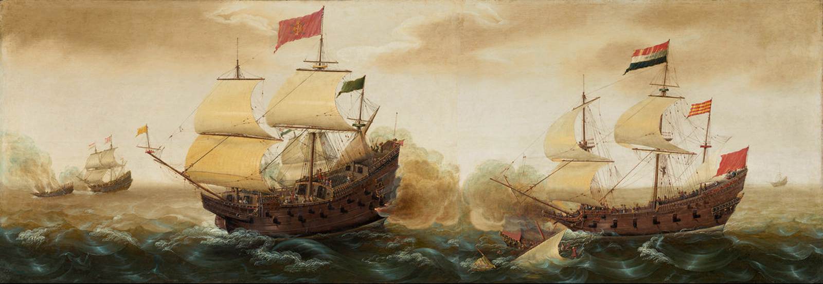 Naval Encounter between Dutch and Spanish Warships by