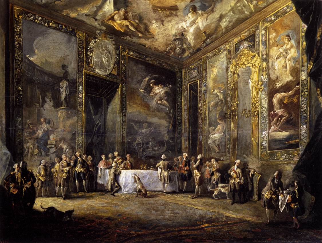 Charles III Dining before the Court by PARET Y ALCAZÁR, Luis