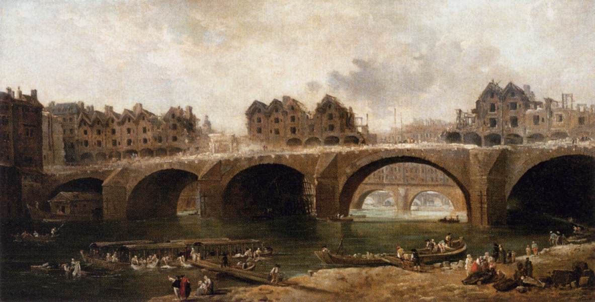 Demolition of the Houses on the Pont Notre-Dame in 1786 by ROBERT, Hubert