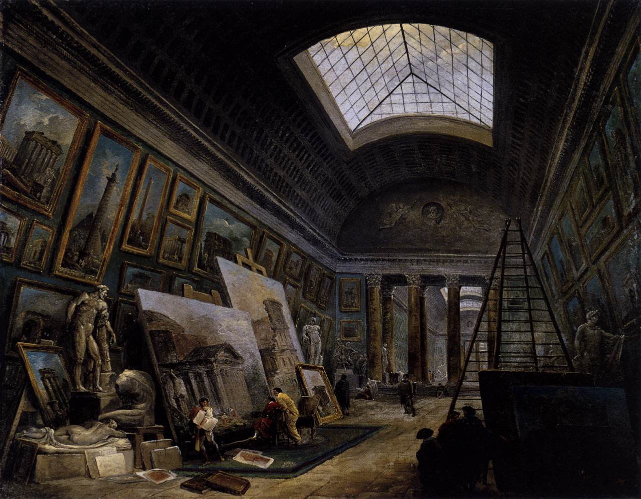 Imaginary View of the Grande Galerie in the Louvre by ROBERT, Hubert