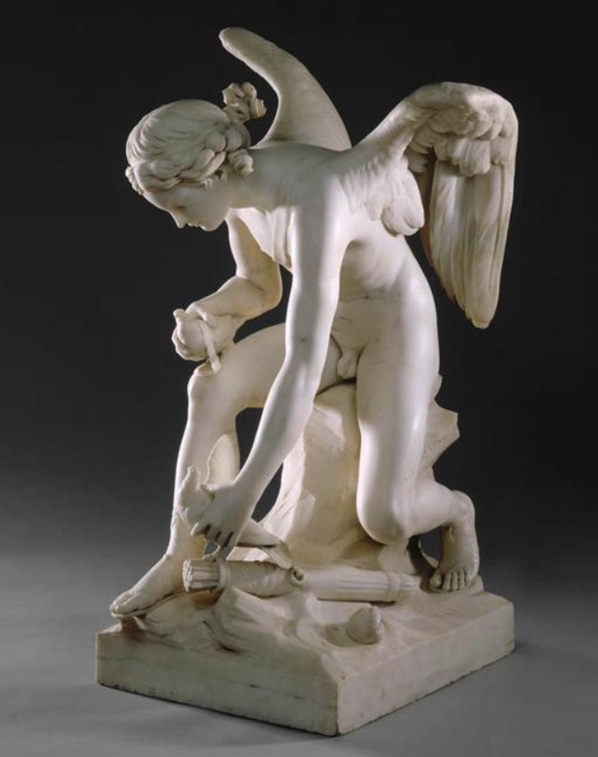 Cupid Seated by the Sea and Assembling the Doves of the Chariot of Venus by VASSÉ, Louis-Claude