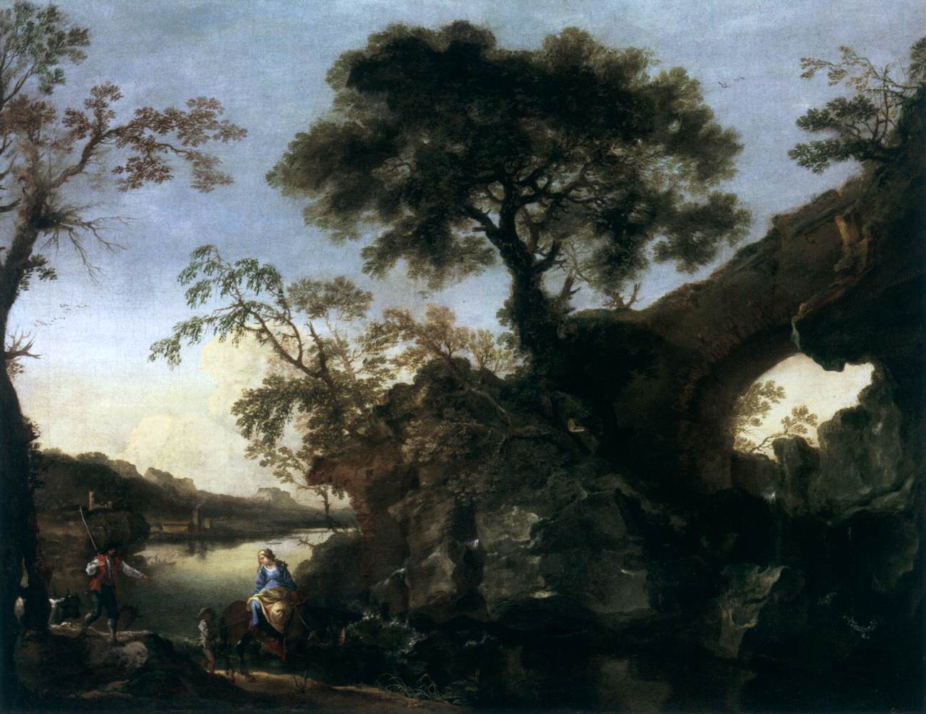 Rocky Landscape with Waterfall by ROSA, Salvator