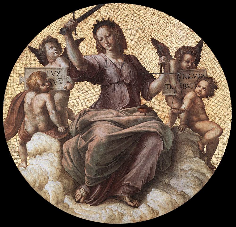 Justice (ceiling tondo) by RAFFAELLO Sanzio