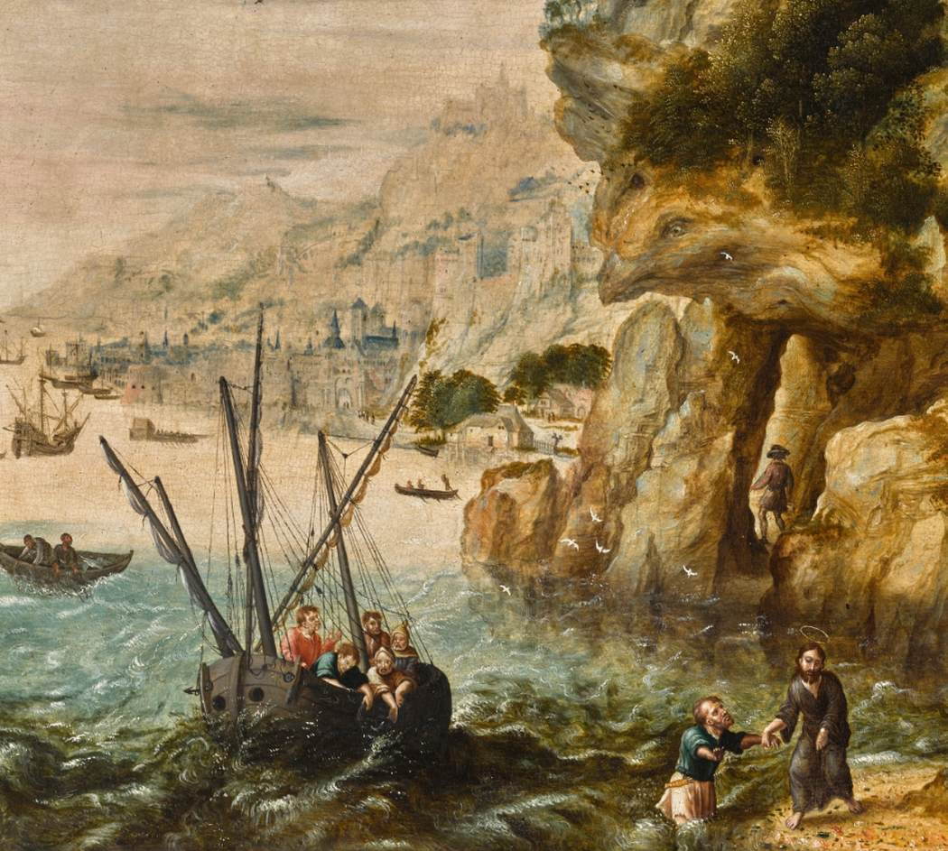 Extensive Coastal Landscape with the Calling of St Peter (detail) by