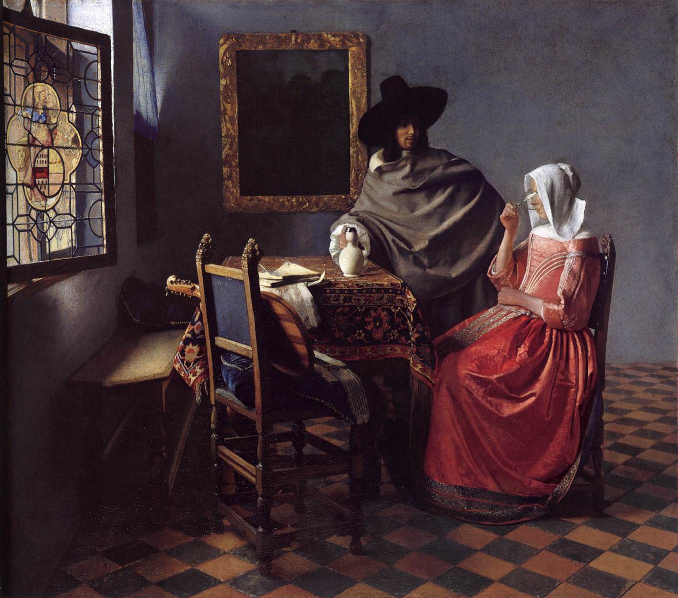 A Lady Drinking and a Gentleman by VERMEER, Johannes