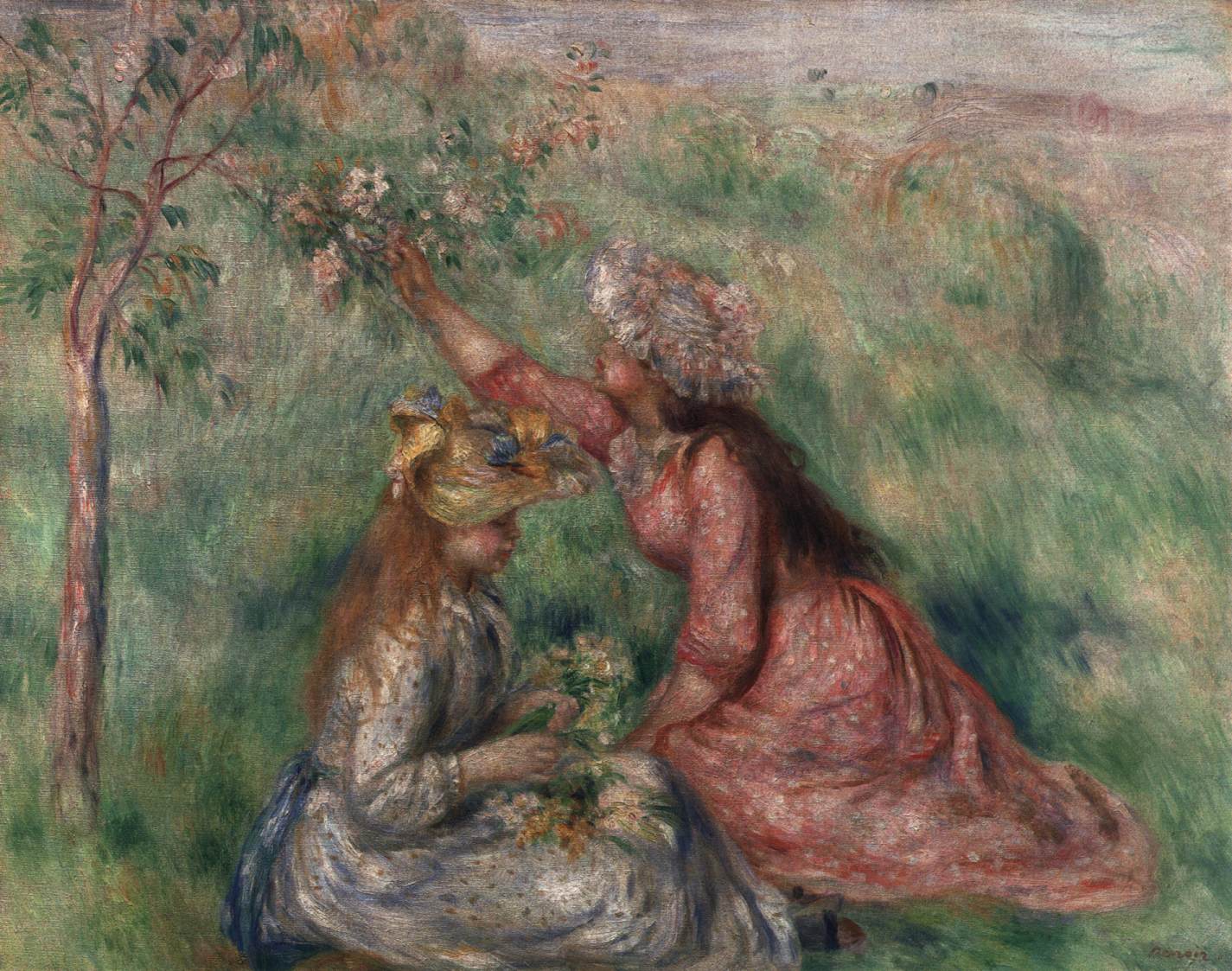 Girls Picking Flowers in a Meadow by RENOIR, Pierre-Auguste