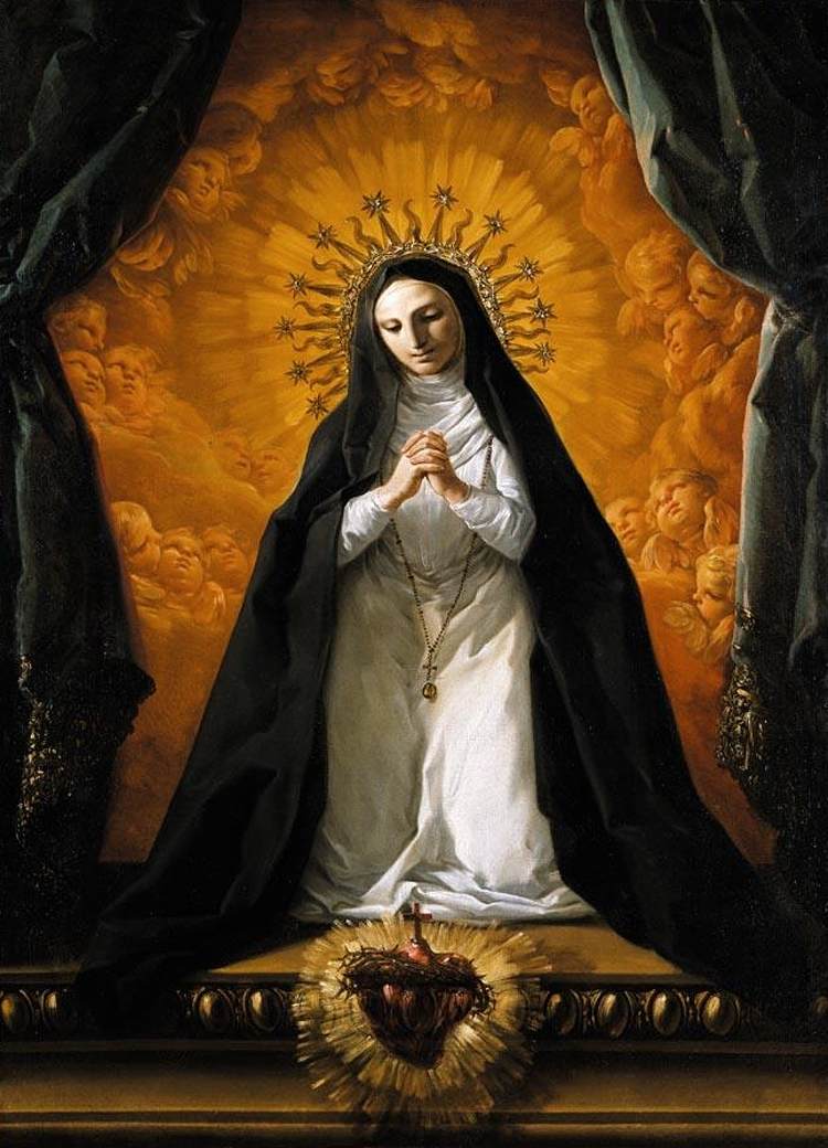 St Margaret Mary Alacoque Contemplating the Sacred Heart of Jesus by GIAQUINTO, Corrado