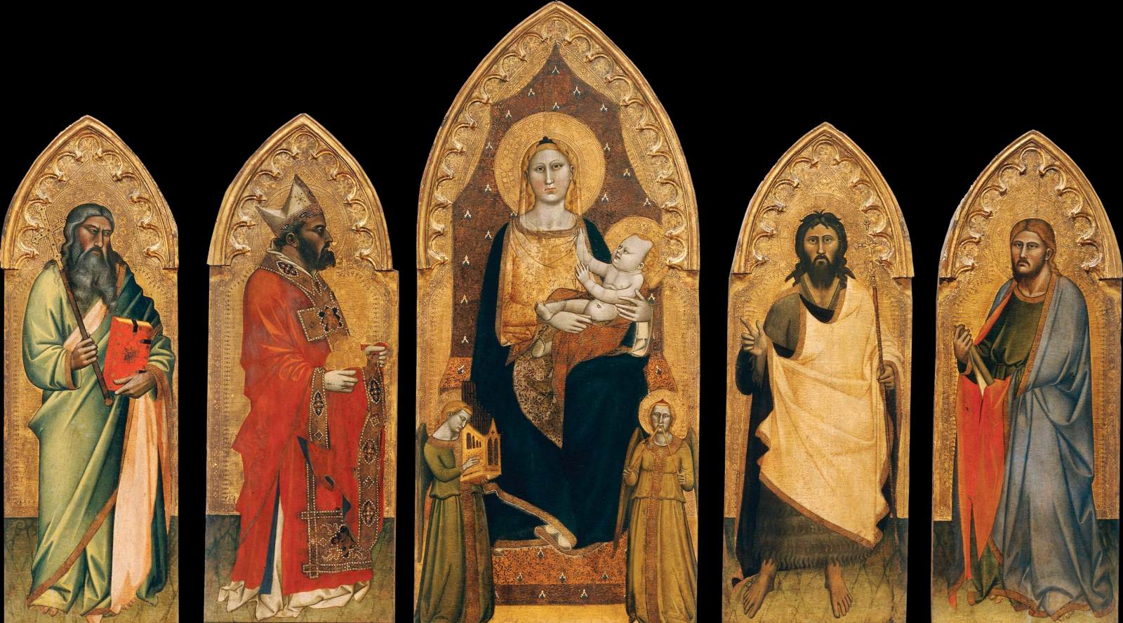 Virgin and Child Enthroned with Two Angels and Saints by ORCAGNA