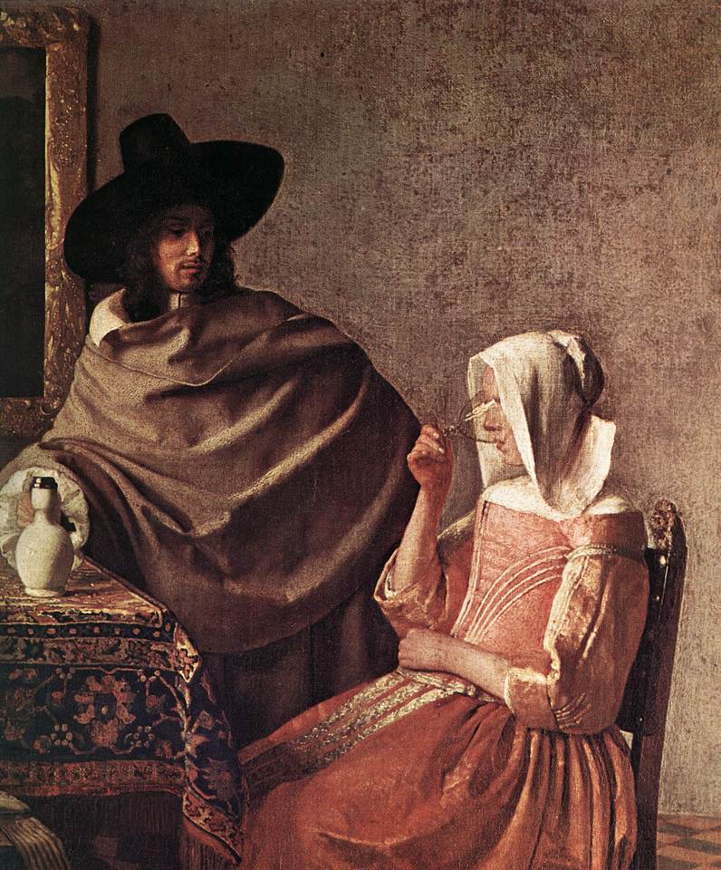 A Lady Drinking and a Gentleman (detail) by VERMEER, Johannes