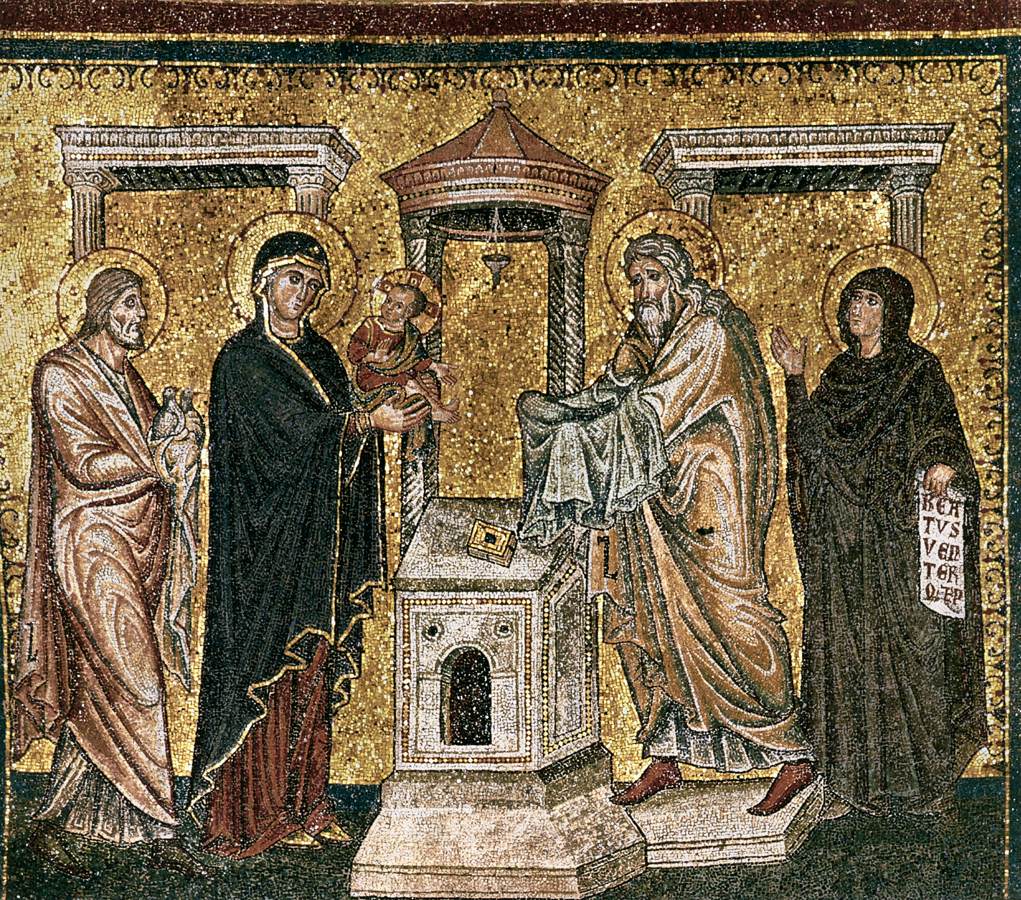 Apse mosaic, window level: 4. Presentation in the Temple by TORRITI, Jacopo