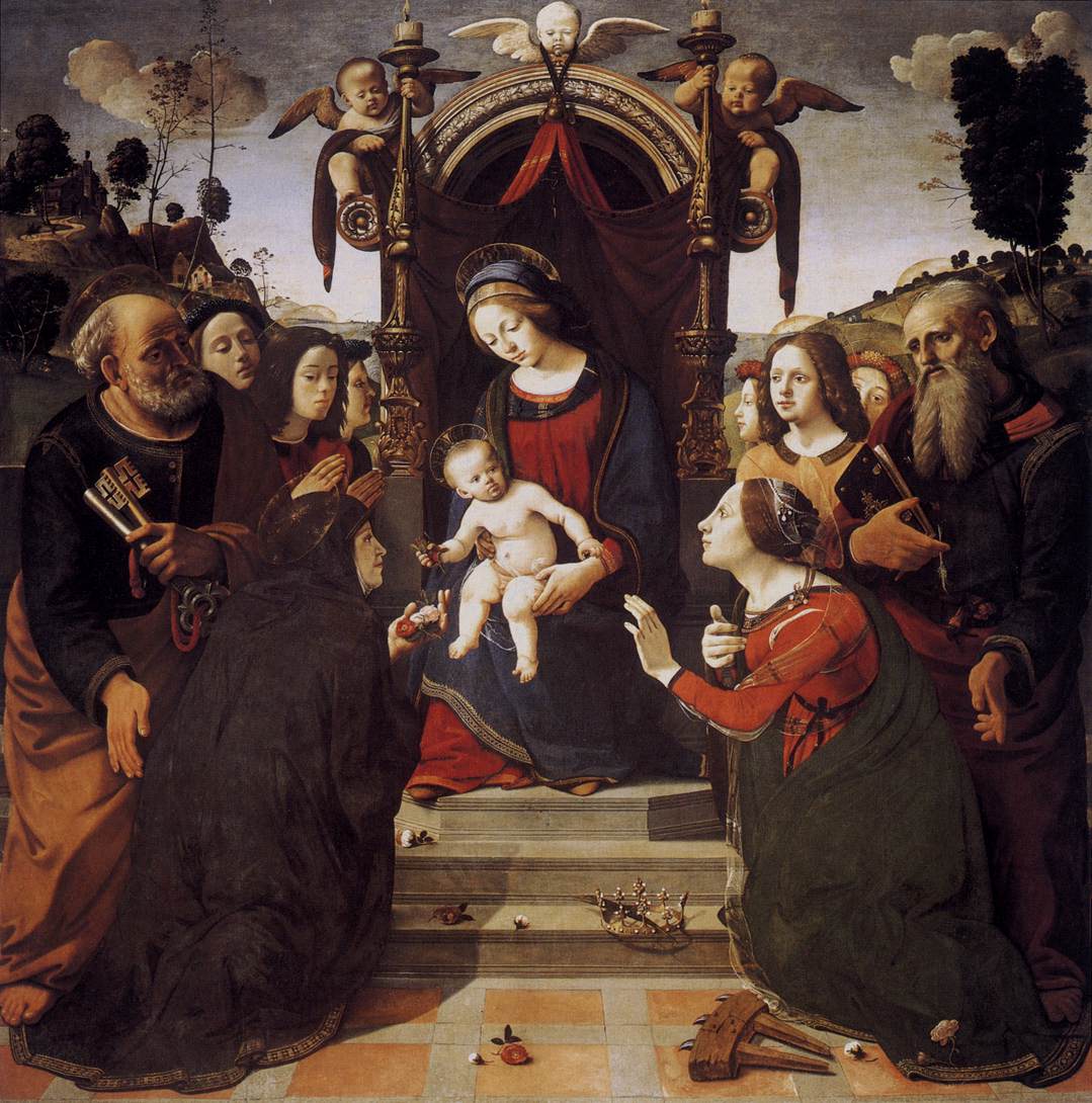 Virgin and Child Enthroned with Saints by PIERO DI COSIMO