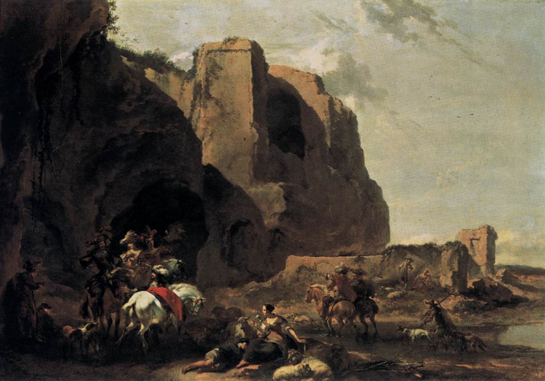 Return from the Falcon Hunt by BERCHEM, Nicolaes (Claesz.)