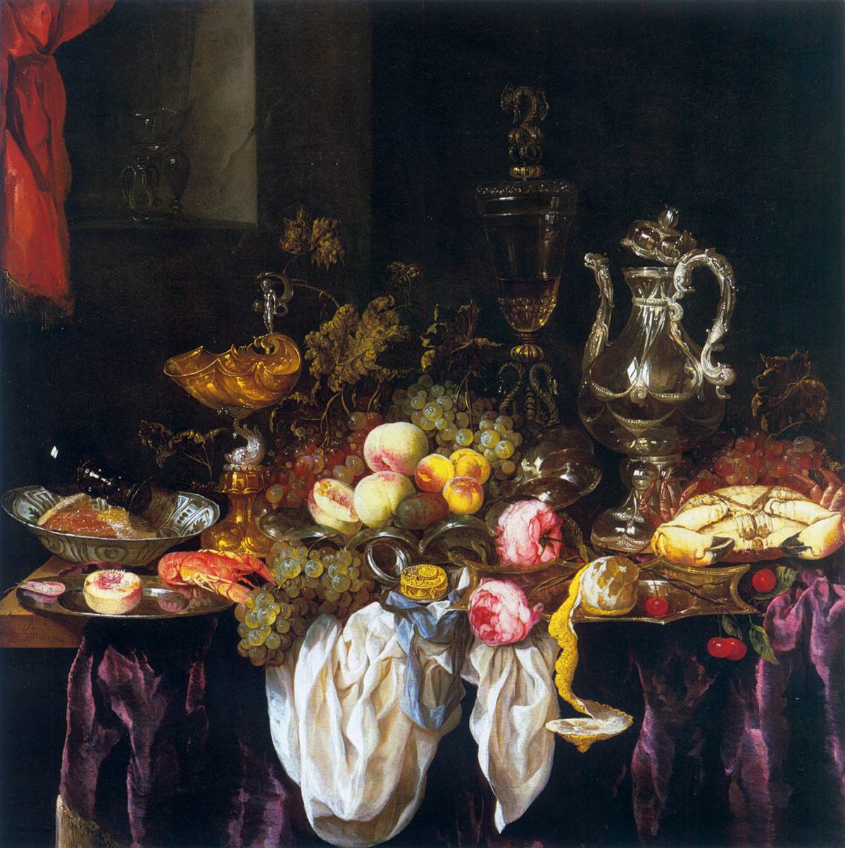 Still-Life with Fruit, Sea Food, and Precious Tableware by BEYEREN, Abraham van