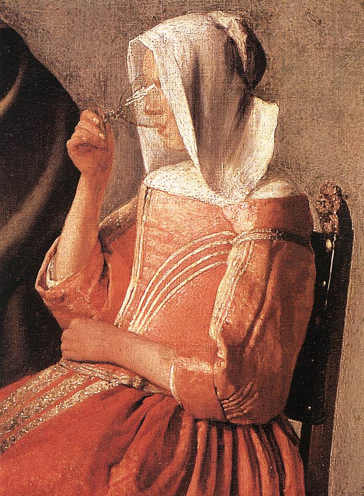 A Lady Drinking and a Gentleman (detail) by VERMEER, Johannes