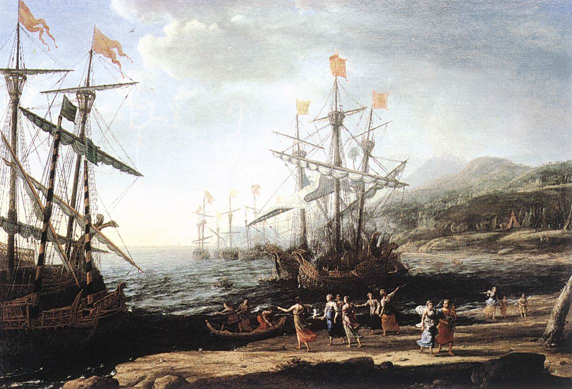 Marine with the Trojans Burning their Boats by CLAUDE LORRAIN