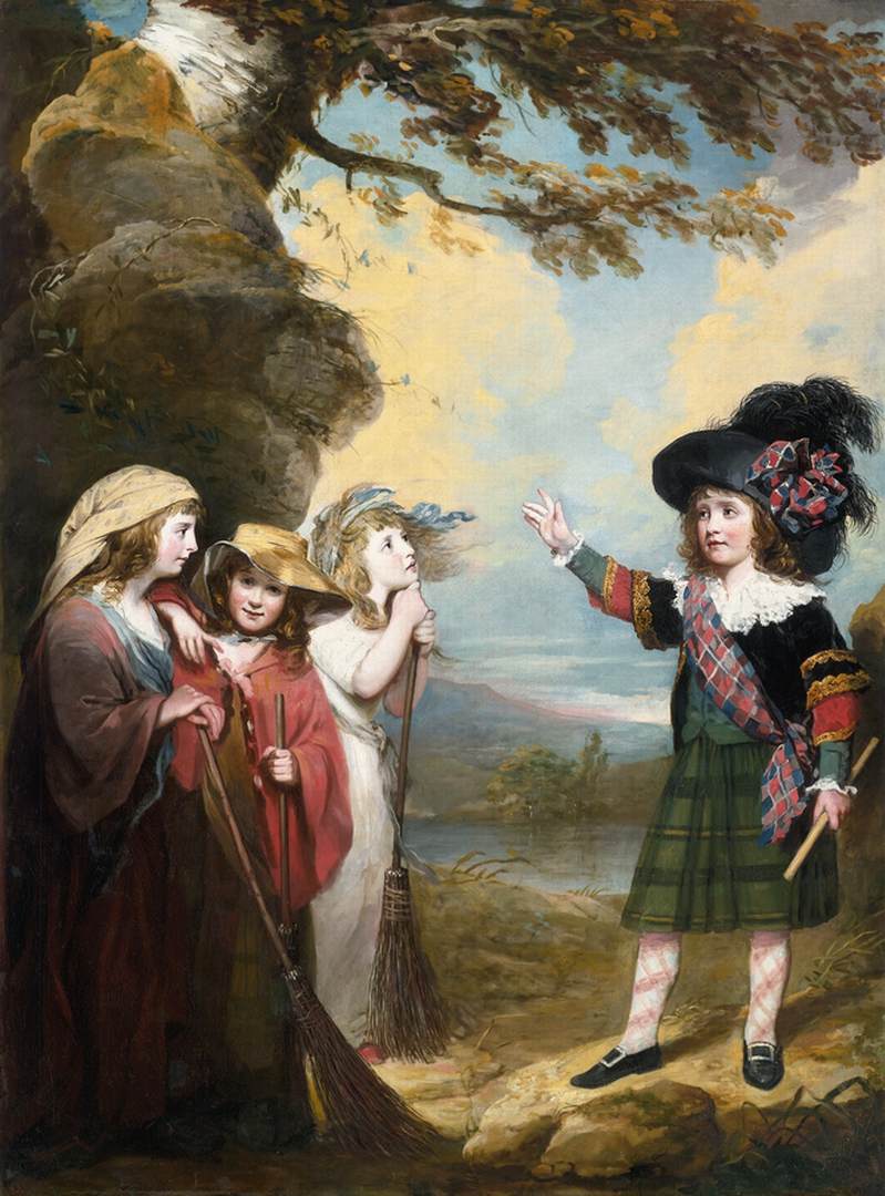 Four Children at Play as Macbeth and the Three Witches by CHANDLER, John Westbrooke