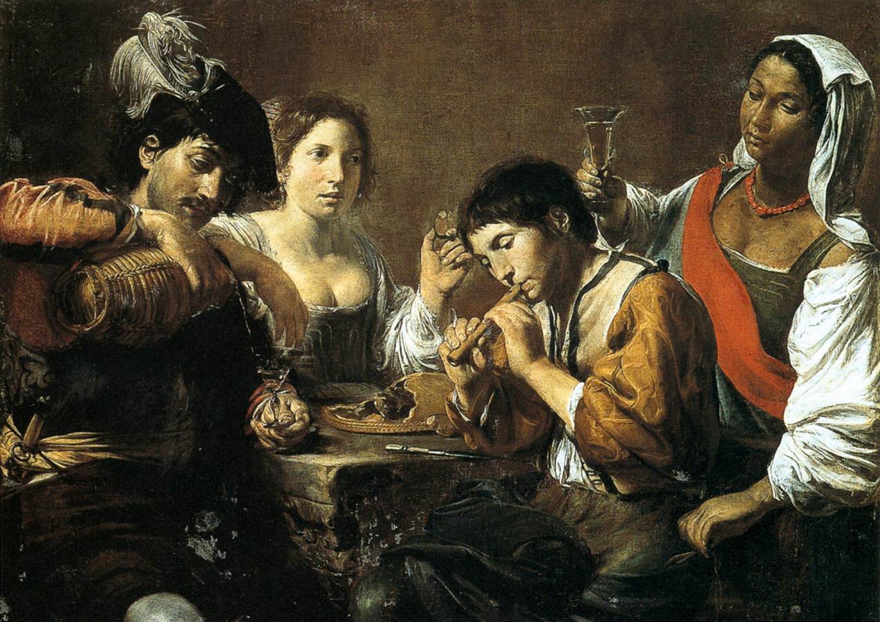 Musician and Drinkers by VALENTIN DE BOULOGNE