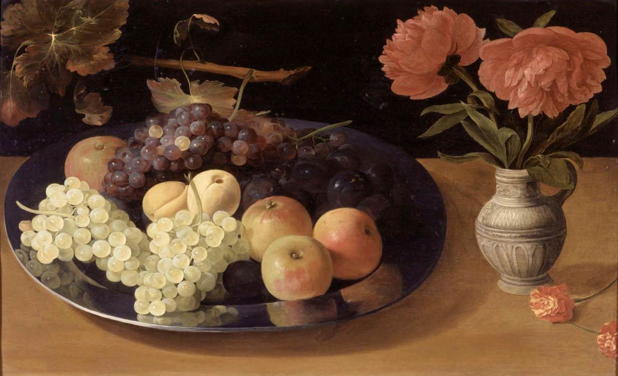 Still-Life of Grapes, Plums and Apples by ES, Jacob van