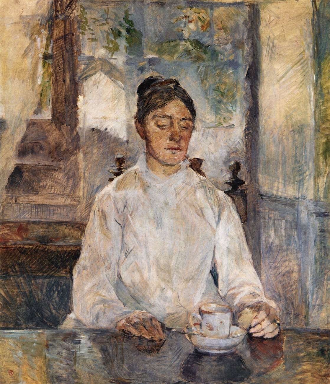 Countess Adèle de Toulouse-Lautrec, the Artist's Mother at Breakfast in Malromé Château by TOULOUSE-LAUTREC, Henri de