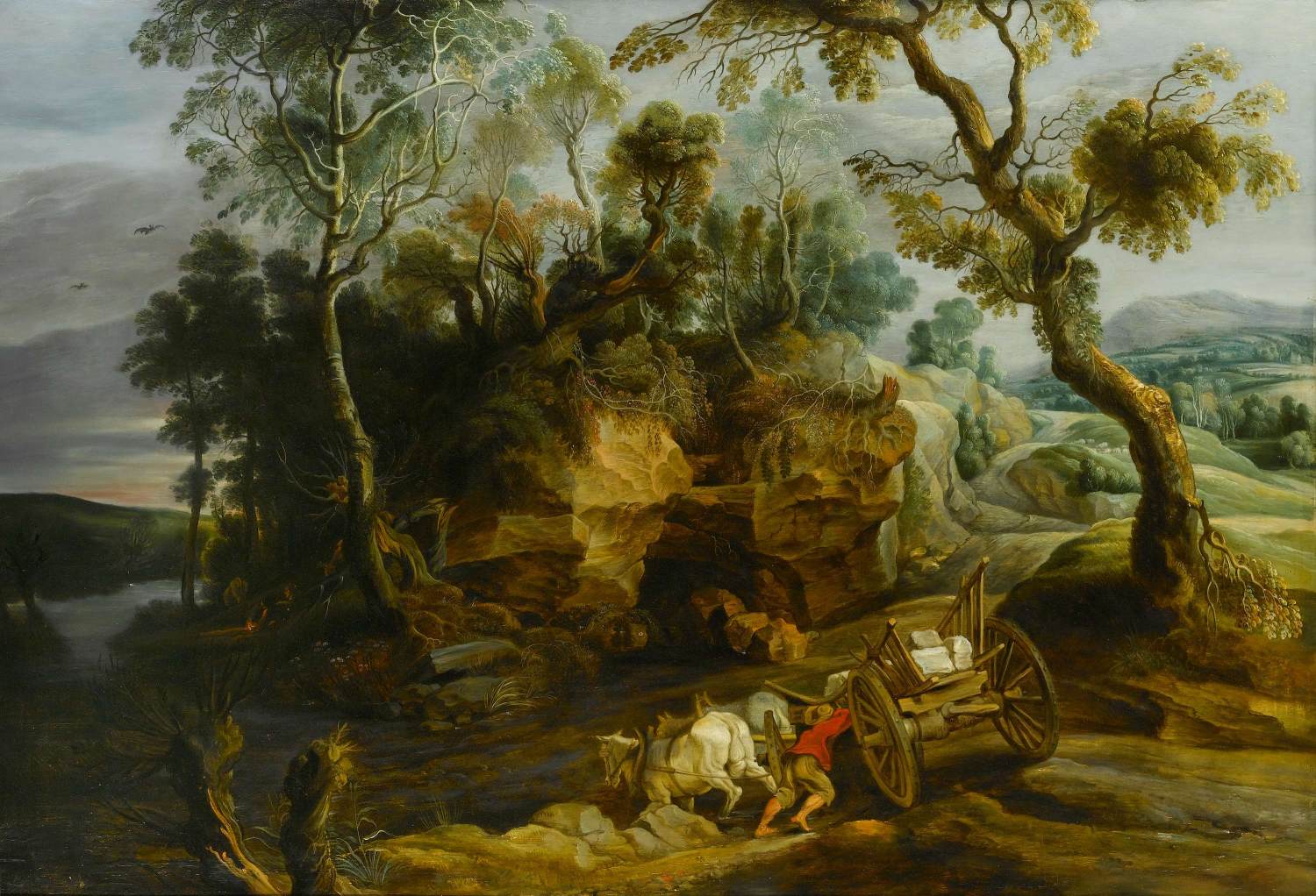 Landscape with a Cart Crossing a River by