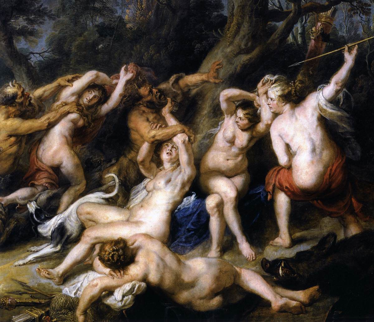 Diana and her Nymphs Surprised by the Fauns (detail) by