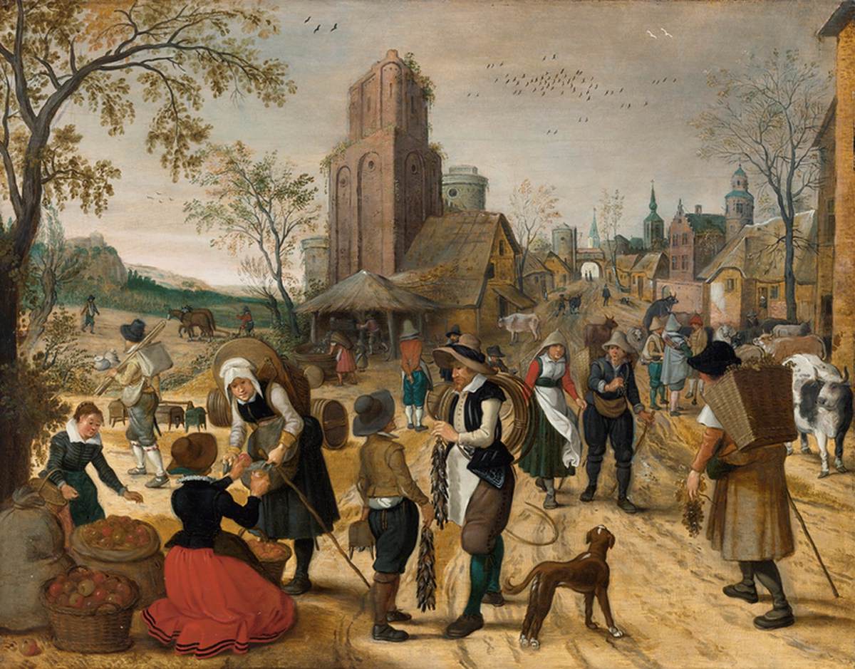 Autumn, Market Scene in the Heart of a Village by VRANCX, Sebastian