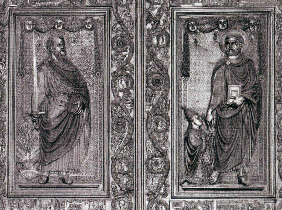 Bronze door: St Paul and St Peter by FILARETE