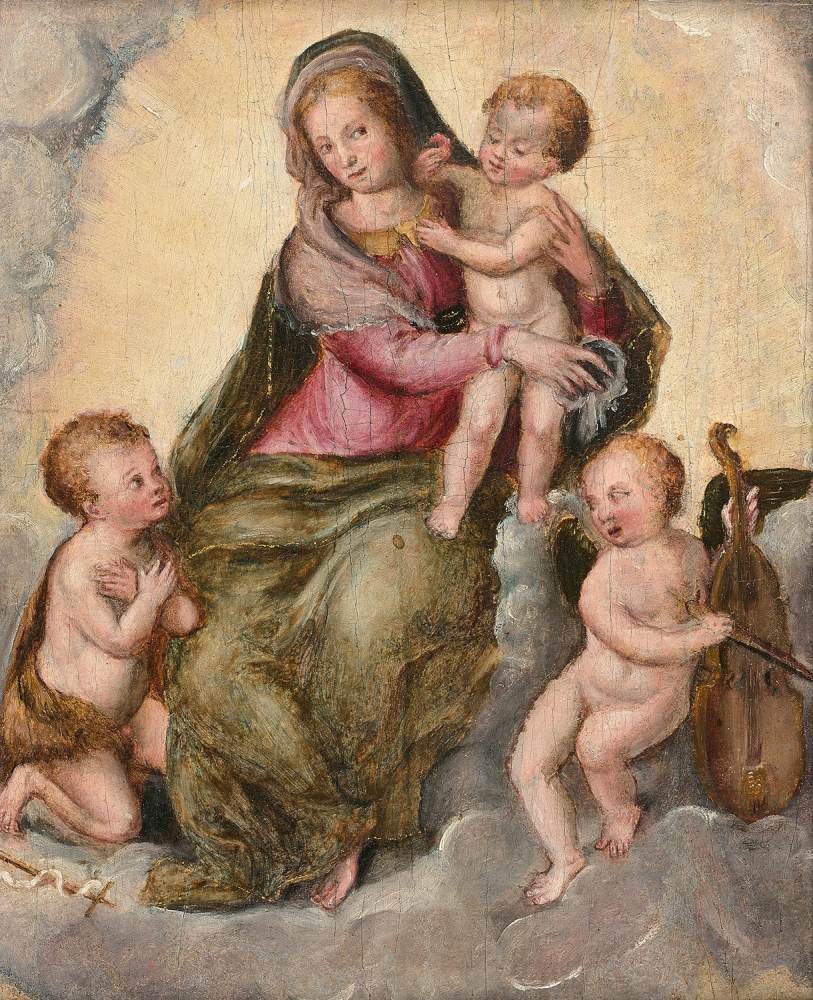 Virgin and Child with St John the Baptist and a Musician Angel by AGRESTI, Livio